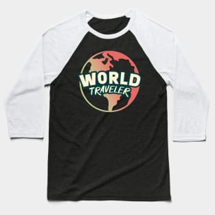 World Traveler || Minimalist Planet Earth || Colorful World Map Baseball T-Shirt